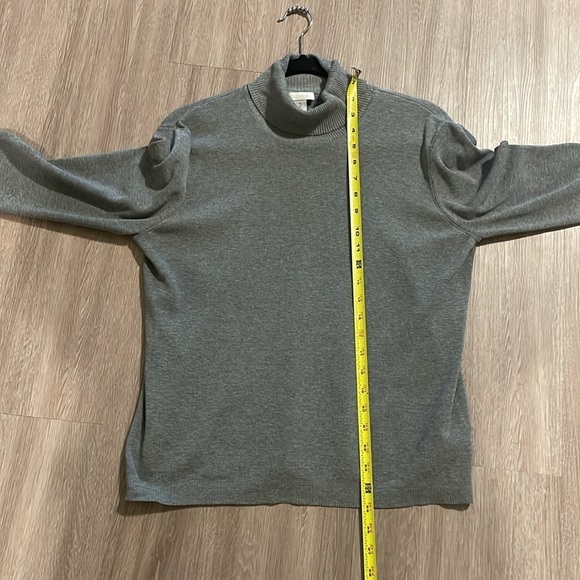 Chico's Women’s Turtleneck Sweater Large Grey Silk Blend Ashlan Basic Classic - Picture 11 of 13